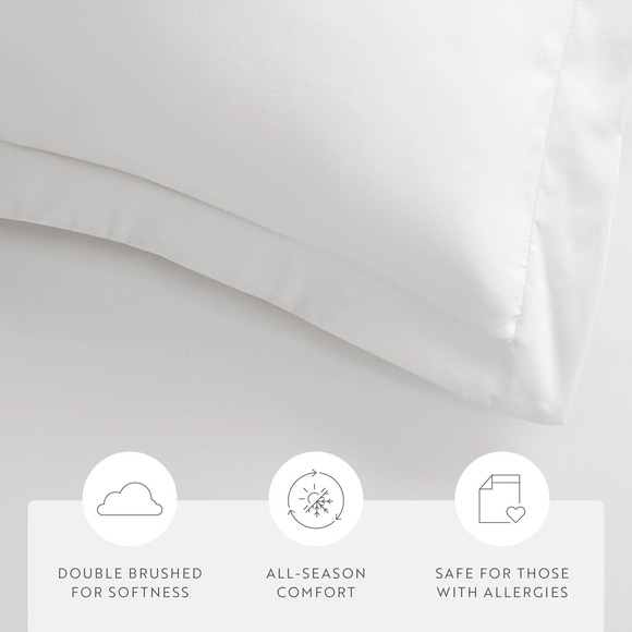 New Linens and Hutch 3-Piece King Essential Duvet Cover Set White Wrinkle Free - Picture 3 of 6
